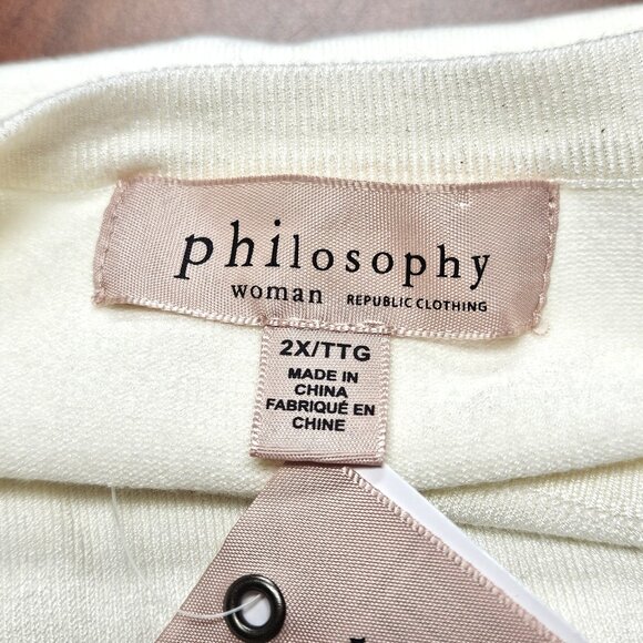 Philosophy Republic Clothing Cream Knit Short Sleeve Sweater 2X NWT Plus Size - Picture 8 of 15